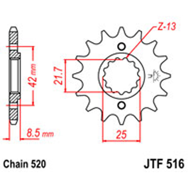 JT JT Gear Box Sprockets G/B 516-14T KAW (523)